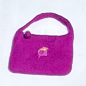 Mini Wool Bag In Fuchsia. Metal Cat-Critter Charm. Womans/Girls. Just a Cutie!!